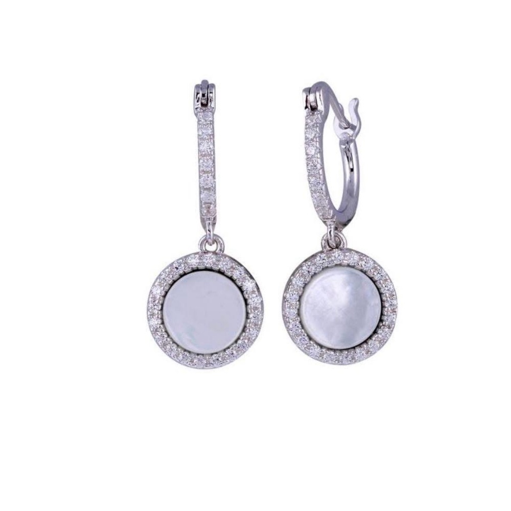 Elegant Silver and White Hoop Earrings